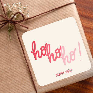 Lustige Hohoho Joyeux Noel rote pinke Typografie Quadratischer Aufkleber