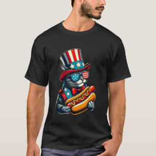Lustige Hot Dog Katze HotDog 4. Juli T-Shirt