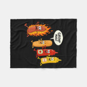 Lustige Hotdog-Gruppenumarmung Wurst Brötchen Chup Fleecedecke (Vorderseite (Horizontal))