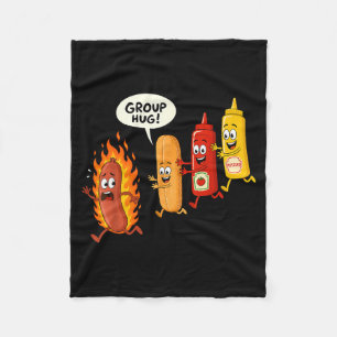 Lustige Hotdog-Gruppenumarmung Wurst Brötchen Chup Fleecedecke