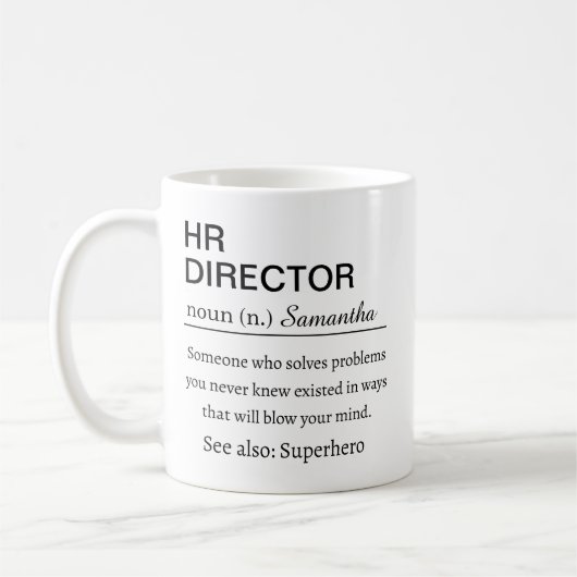 Lustige HR-Direktor-Definition Kaffeetasse (Links)