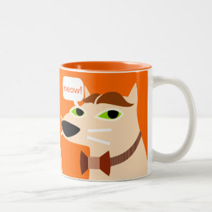 Lustige hübsche Bogen-Krawatte Katze-orange Zweifarbige Tasse