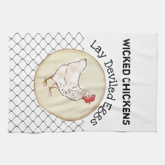 Lustige Huhn-Ei-Neuheits-rustikales schäbiges Geschirrtuch (Horizontal)