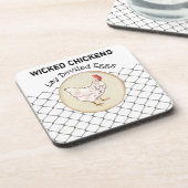 Lustige Huhn-Ei-Neuheits-rustikales schäbiges Getränkeuntersetzer (Linke Seite)