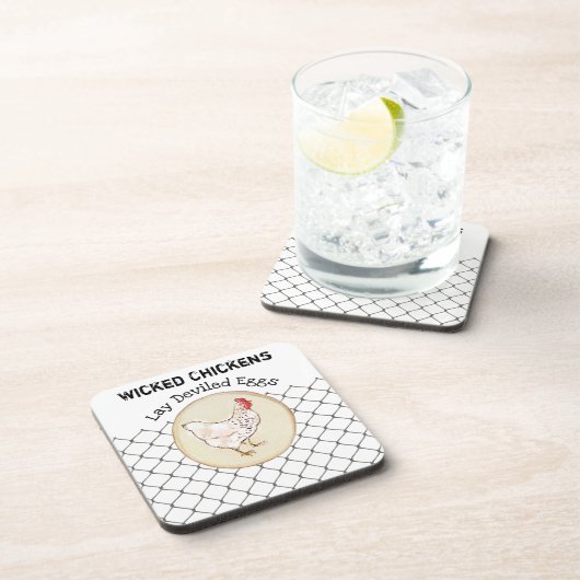 Lustige Huhn-Ei-Neuheits-rustikales schäbiges Getränkeuntersetzer (Rechte Seite)