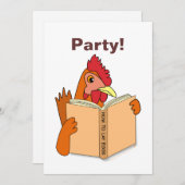 Lustige Huhn-Lesebuch-Cartoon-Henne Einladung (Vorne/Hinten)