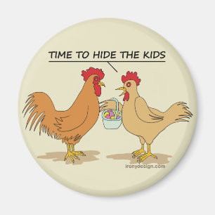 Lustige Huhn-Osterei-Jagd-Cartoon-Beige Magnet