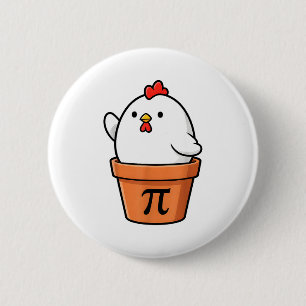 Lustige Hühnchen-Pot-Pie-Froher Pi-Tag 3.14 Mathe- Button