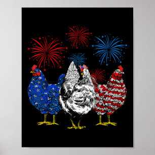 Lustige Hühner Amerikanische Flagge Patriotischer Poster
