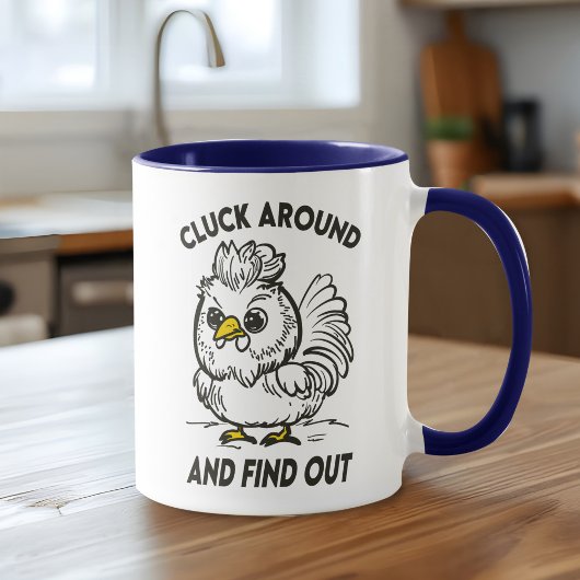 Lustige Hühner-Gackerei-Herausforderungs-Doodle Tasse