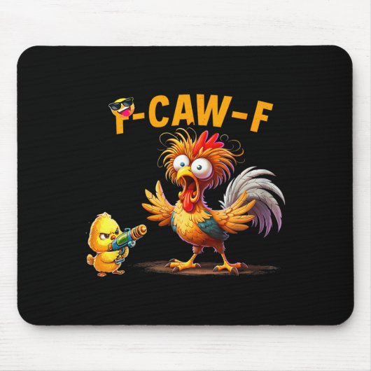 Lustige Hühner Humor Zitat Hahn Meme Caw F Für M Mousepad (Vorne)
