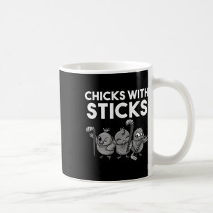 Lustige Hühner Mit Stöcken Hockey Mädchen Frauen G Kaffeetasse