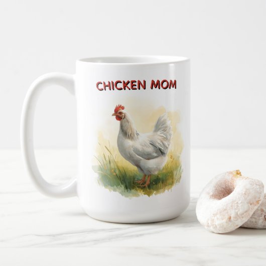 Lustige Hühner-Mutter-Farm Kaffeetasse (Mit Donut)