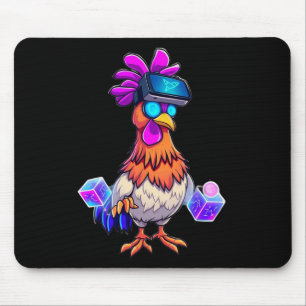 Lustige Hühner Sungles Tier spielt Fangen Jungen E Mousepad