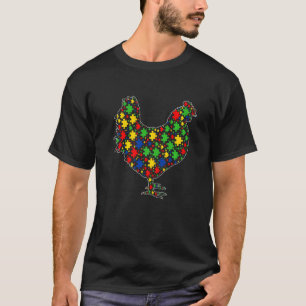 Lustige Hühner-Tiere Puzzle-Teile Autismus-Bewusst T-Shirt