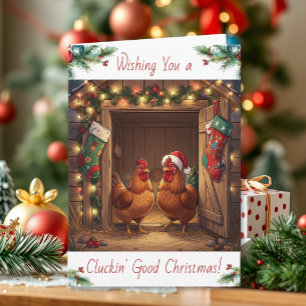 Lustige Hühner- und Weihnachtspuns und Humor Karte