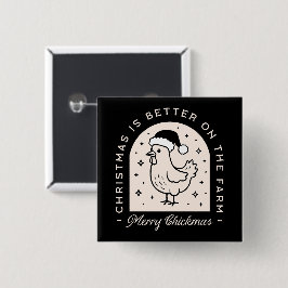 Lustige Hühner-Weihnachten-Farm-Wortspiele whimsic Button
