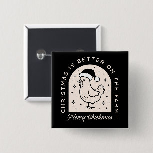 Lustige Hühner-Weihnachten-Farm-Wortspiele whimsic Button