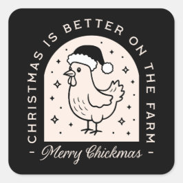 Lustige Hühner-Weihnachten-Landwirtschaft-Wortspie Quadratischer Aufkleber
