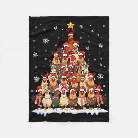 Lustige Hühner-Weihnachtsbaum-Pyjamas Xmas Männer Fleecedecke (Vorderseite)