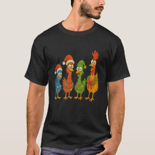 Lustige Hühner-Weihnachtslichter Bauernhof Tier Cu T-Shirt