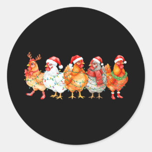 Lustige Hühner-Weihnachtslichter Bauernhof-Tier-We Runder Aufkleber