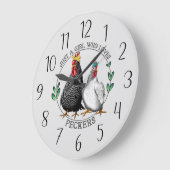 lustige Hühnerfreunde Wortart Große Wanduhr (Winkel)