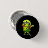 Lustige Hula-Pickleball-Hawaiian-Maskottchen-Grafi Button (Vorne & Hinten)