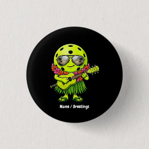 Lustige Hula-Pickleball-Hawaiian-Maskottchen-Grafi Button