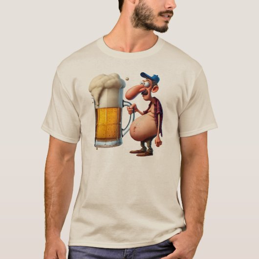 Lustige Humorfigur mit Biermaß T-Shirt (Vorderseite)