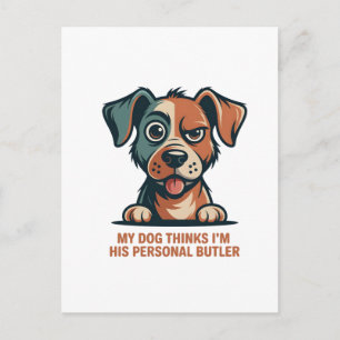 Lustige Hund-Butler-Zitat-Illustration Feiertagspostkarte