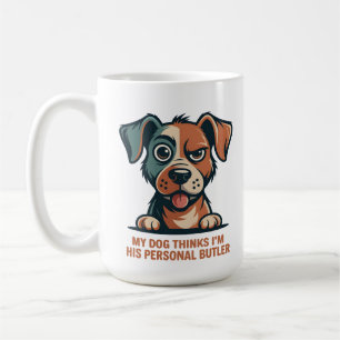 Lustige Hund-Butler-Zitat-Illustration Kaffeetasse