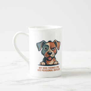Lustige Hund-Butler-Zitat-Illustration Porzellantasse