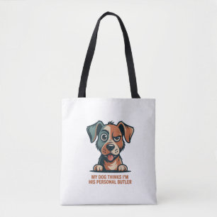 Lustige Hund-Butler-Zitat-Illustration Tasche