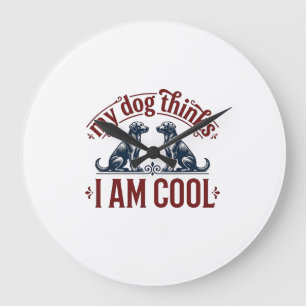 Lustige Hund-Zitat Vintage-Gravur T-Shirt-Design_1 Große Wanduhr
