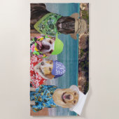 Lustige Hunde auf dem Strand-Badetuch Strandtuch (Vorderseite)