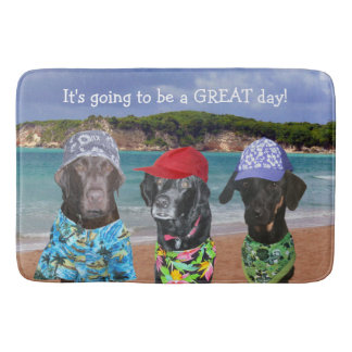 Lustige Hunde auf der Strand-Bad-Matte Badematte