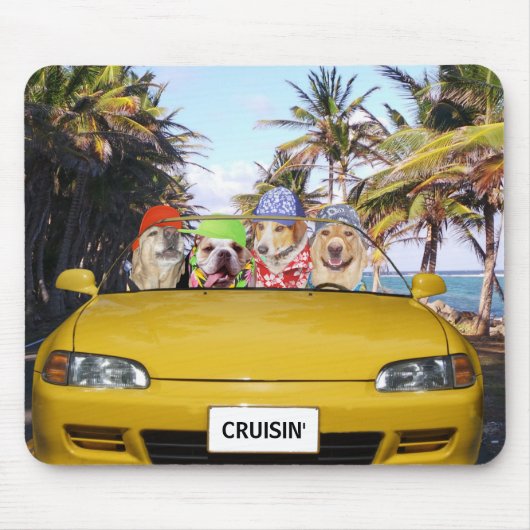 Lustige Hunde Cruisin Mousepad (Vorne)