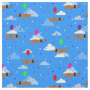 lustige Hunde Dachshund Luftballons Wolken Stoff