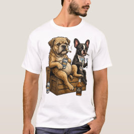 Lustige Hunde, die Bier und Whiskey trinken Retro- T-Shirt