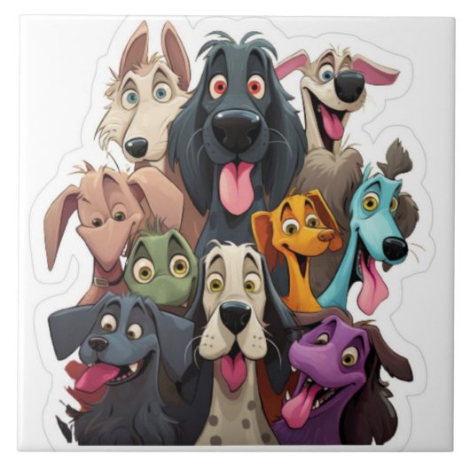 Lustige Hunde Fliese (Vorderseite)