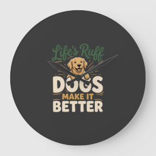 Lustige Hunde machen es besser Große Wanduhr