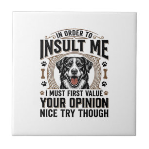 Lustige Hunde Meinung Vintage T-Shirt Design_1 Fliese