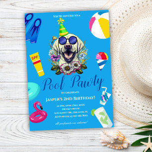 Lustige Hunde-Poolparty-Geburtstag Einladung
