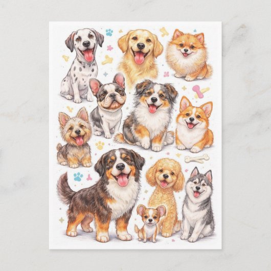 Lustige Hunde. Postkarte (Vorderseite)