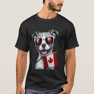 Lustige Hunde-Sonnenbrille kanadische Flagge Canad T-Shirt
