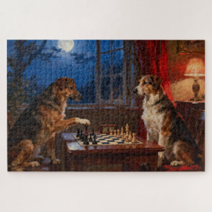 Lustige Hunde spielen Schach Hunde Liebhaber Gesch Puzzle