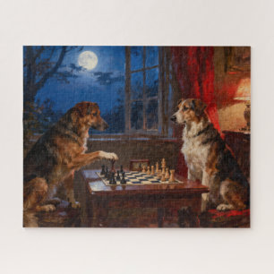 Lustige Hunde spielen Schach Hunde Liebhaber Gesch Puzzle