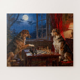 Lustige Hunde spielen Schach Hunde Liebhaber Gesch Puzzle