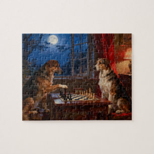 Lustige Hunde spielen Schach Hunde Liebhaber Gesch Puzzle